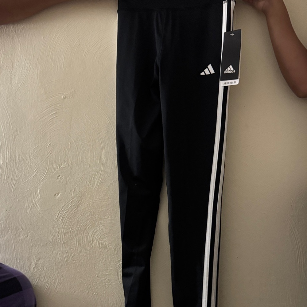 Adidas Kids Black Leggings with White Stripes